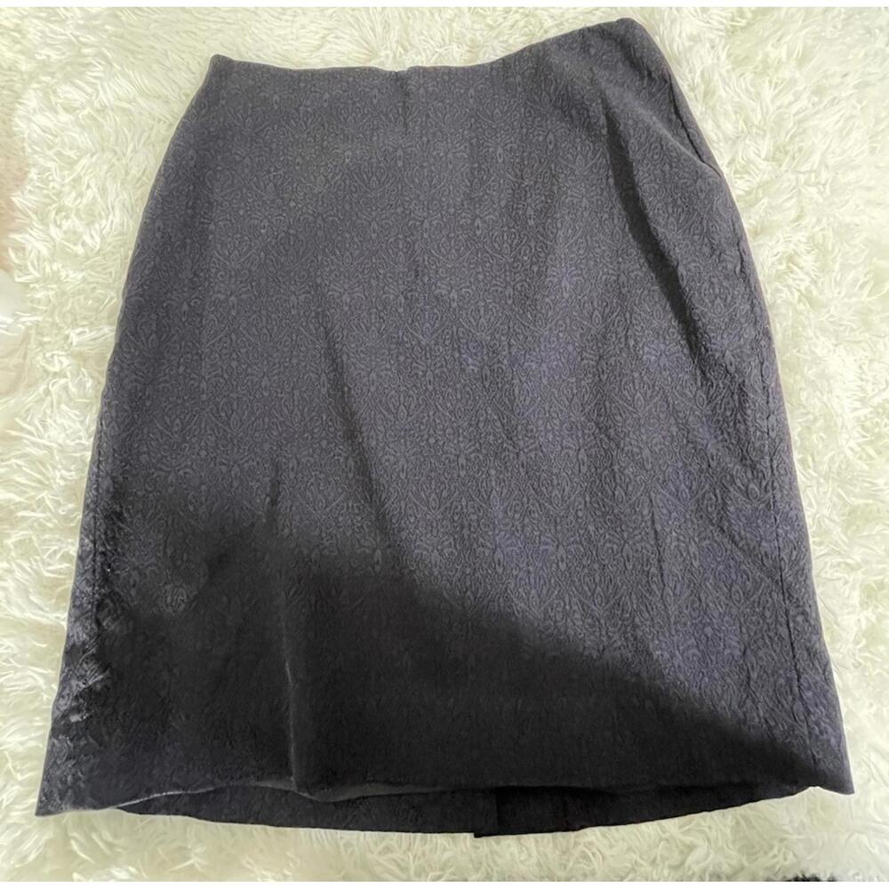 Banana Republic Jacquard Pencil Skirt Dark Navy Blue Back Zipper Size 10